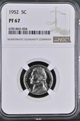 1952 Jefferson 5¢ NGC PF 67 - Image 1 of 2