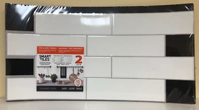 Smart Tiles SM1135 10.88" Wx22.56" L White Mosaic Vinyl Adhesive Wall Tile 2 pc - Image 1 of 2