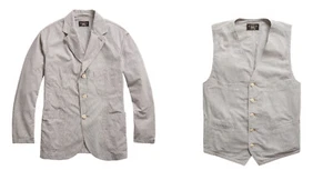Ralph Lauren RRL Rayas Algodón Seersucker Abrigo Deportivo Chaqueta Blazer y Chaleco Nuevo - Imagen 1 de 6