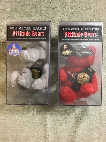 Dwayne “THE ROCK” Johnson WWF ATTITUDE BEARS #d Set Of 2 NEW SEALED Champ Series Cover