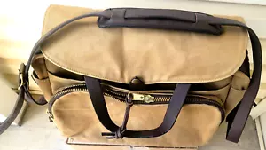 BORSA COMPUTER FILSON robusta twill vintage marrone chiaro con cinturino in pelle briglia made in USA (258) - Foto 1 di 24