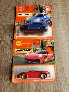 Matchbox Porsche 911 Carrera Cabriolet #79 ROT Cayenne Turbo blau #78 Short Card - Bild 1 von 10