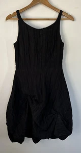 LISA TARANTO Womens Y2K Black Bubble Hem Dress Scrunched Material Size 10 - Picture 1 of 6
