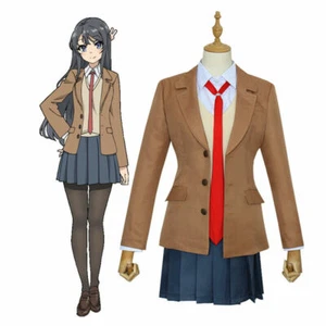 AoButa Mai Sakurajima Minegahara High School Uniform Cosplay Costume Full Dress  - Picture 1 of 9
