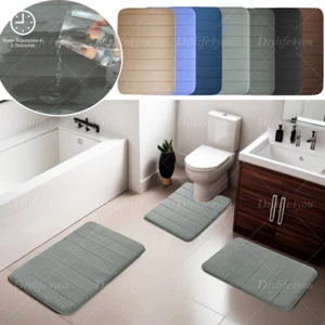 Juego de alfombras de baño absorbentes de espuma viscoelástica de 3 piezas alfombra pequeña grande y de contorno - Imagen 1 de 60