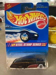 Serie de estampillas de acero Hot Wheels 1994 "Steel Passion" negras 5 velocidades paredes blancas - Imagen 1 de 1