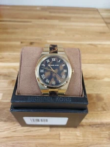 NEW - Ladies Michael Kors MK6151 Channing Gold-tone Tortoise Shell Acetate Watch - Picture 1 of 3