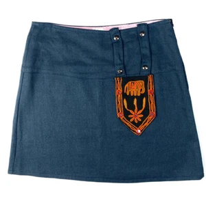 Falda Corta Tribal Rene Geneva Design Lana Bordada Elefante Talla M - Imagen 1 de 8