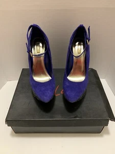 Women’s WILD PAIR Platform Wedges High Heel Shoes Blue Purple Animal Print Sz 7 - Picture 1 of 11