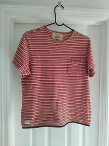 NATIVE YOUTH Chest Pocket Striped Knit Cotton Shirt England Med. Red Cream Blue - Picture 1 of 22