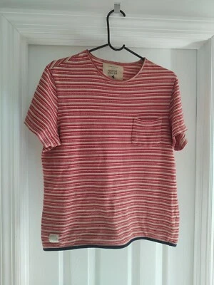 NATIVE YOUTH Chest Pocket Striped Knit Cotton Shirt England Med. Red Cream Blue - Image 1 of 4