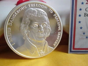 1oz 2017 Thomas Jefferson .999 Silver shield round W/COA - Picture 1 of 2
