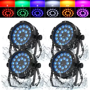 4Pcs LED 24x15W IP67 Waterproof RGBWA+UV 6IN1 Par Stage Light DJ Disco Party Bar - Picture 1 of 10