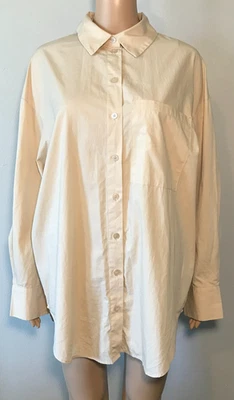 Camisa para mujer H&M talla S tostada de gran tamaño con botones manga larga 100 % algodón bolsillo Foto 1 de 4