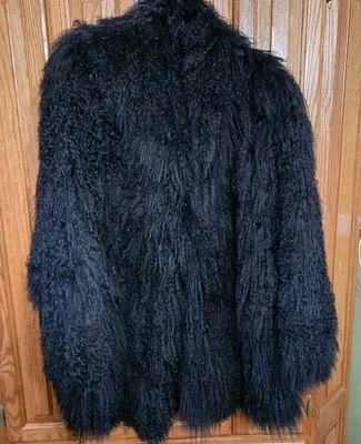 Mongolian Lamb Fur Coat Black Stunning Fluffy Great Condition TURN SOME HEADS! - Image 1 of 4