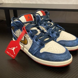 Nike Air Jordan 1 Mid Take Flight Armory Navy Gold FN1353-400 GS Größe 2Y - Bild 1 von 12