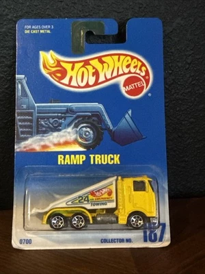 Camión rampa Hot Wheels vintage remolque 24 horas blanco amarillo 187.  1991 Foto 1 de 4