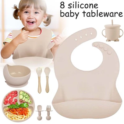 Baby Teller Kinderteller mit Saugnapf Rutschfest Kinder Tischset Silikon  8Stück - Bild 1 von 4