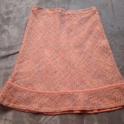 Vintage 90s Gap Tweed Wool Blend Skirt Size 12 Pink Peach Preppy Academia - Image 1 of 4