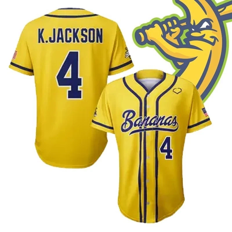 Savannah Bananas #4 K. Jackson Baseball Jersey REPLICA DESIGN All Size S-5XL - Image 1 of 2