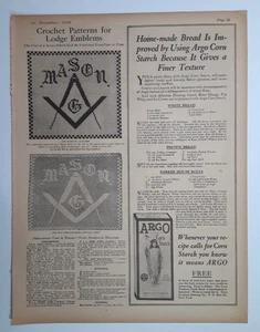 1920 ARGO CORN STARCH Revista AD~PEACE DALE MILLS~Oferta de Tarjeta de Muestra de Hilo Gratis - Imagen 1 de 3