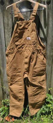 Mono con tirantes Round House para hombre 44x30 lote 83 doble rodilla marrón lona pato EE. UU. Foto 1 de 4