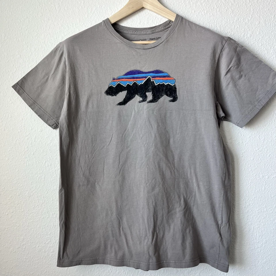 Camiseta Patagonia Fitz Roy Bear Algodón Orgánico Delgada M Gris Foto 1 de 4