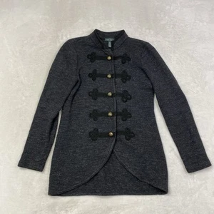 Ralph Lauren Marching Band Sweater Military Style Heather Gray LJC Crest Knit - Picture 1 of 8