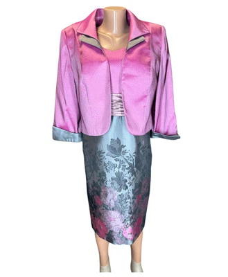 ZEILA DONNA Pink Gray Floral Mother Of The Bride Dress Bolero Jacket EU 44 UK 16 - Image 1 of 4