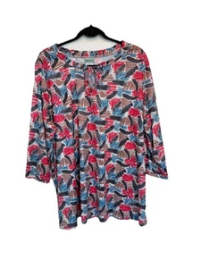 Sara Morgan Ladies Size XXL Pullover Blouse Front Tie Gathered Sleeve Hem - Picture 1 of 4