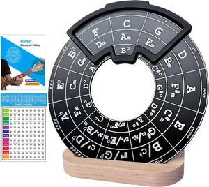 Circle of Fifths Wheel Metal Melody Tool with Guitar Chord Chart Music Theory Bo - Afbeelding 1 van 3