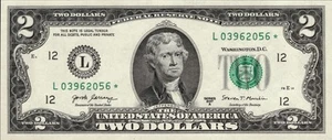 2017A $2 Uncirculated Federal Reserve Star Note 1.28M Run - Rare! - Picture 1 of 2