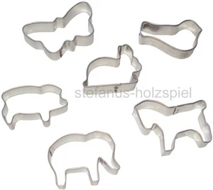 6 Mini-Ausstecher "Tiere" 4,5x3cm, für Küche + Kinderküche, Glückskäfer 531659 - Bild 1 von 1