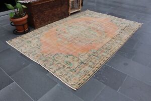 Turkish rug, Vintage rug, Wool rug, Oushak rug, Carpet, 5.1 x 7.7 ft MBZ2392
