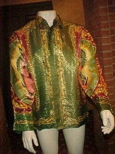 CAMISA DE SEDA METALIZADA CREMA DE SEDA PARA HOMBRE NUEVA CON ETIQUETAS WESTERN GUADALUPE TEMA TALLA GRANDE - Imagen 1 de 6