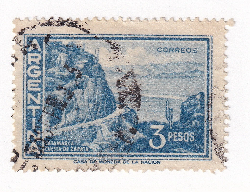 Sello ARGENTINA 1960 Scott#693 A277 3 pesos -Catamarca usado R400 Foto 1 de 1