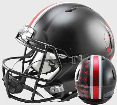 *OFERTA* OHIO STATE BUCKEYES NEGRO TAMAÑO COMPLETO VELOCIDAD NCAA RÉPLICA CASCO DE FÚTBOL AMERICANO! Foto 1 de 3