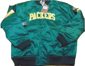 NWOT MITCHELL NESS NFL THROWBACKS GREEN BAY PACKERS SATIN JACKET SIZE 2XL - Picture 1 of 4