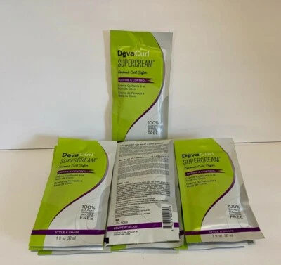  DevaCurl Supercream Coconut Curl  Styler 1 Oz Each 10 Sample Packs Travel Size - Imagem 1 de 4