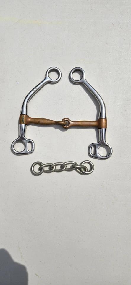 Weaver Stainless Steel Bit w/ 5" Copper Broken Mouth w/ Chain Curb - Image 1 of 1