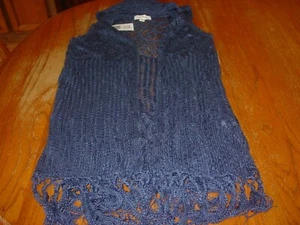 Girls Sz 12-14 Cloud Chaser Crochet Dark Blue Sleeveless Hooded Shrug, NWT - Picture 1 of 1