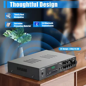 Digital Power Amplifier Bluetooth Stereo HiFi Audio Channel USB FM w/Remote 600W - Imagen 1 de 22