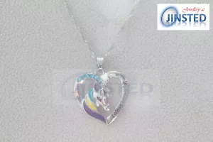 Collar Dije Corazón de Plata Unicornio Life is Beautiful Colgante Joyería WN050 - Imagen 1 de 2