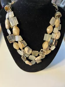 Saffora Designs Gold Toned Triple Layered Necklace with Rock Look Beads NWT - Picture 1 of 4