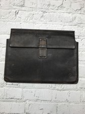 D. BRAMANTE Brown Leather 15" Laptop Case With Suede Lining