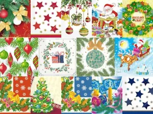 Christmas Paper Napkins Tissue 3Ply 33cm x 33cm - Pack of 18 - Picture 1 of 15