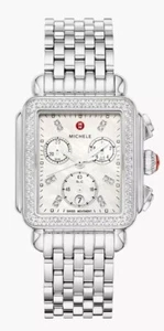 Nuevo reloj cronógrafo de acero diamante Michele Deco para mujer MWW06A000775 - Imagen 1 de 3