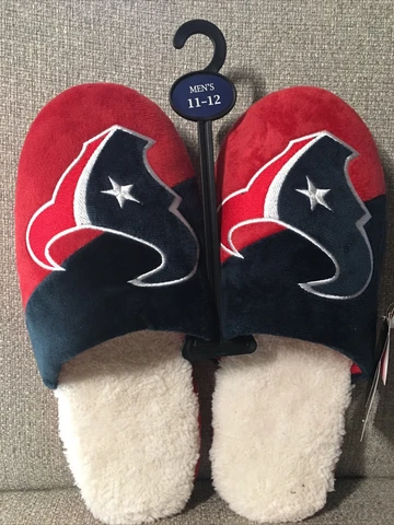 NFL Houston Texans Mens Slippers Pair Size 11/12 Slip On Hard Sole By FOCO Cover