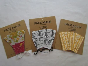 Mascarilla facial reversible reutilizable primitivas de Kathy 3 piezas lavable cebra Kantha #D - Imagen 1 de 5