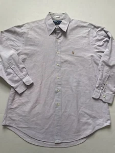 Ralph Lauren Shirt Mens L Purple Oxford Button Up Flesh Pony Yarmouth Lavendar - Picture 1 of 7